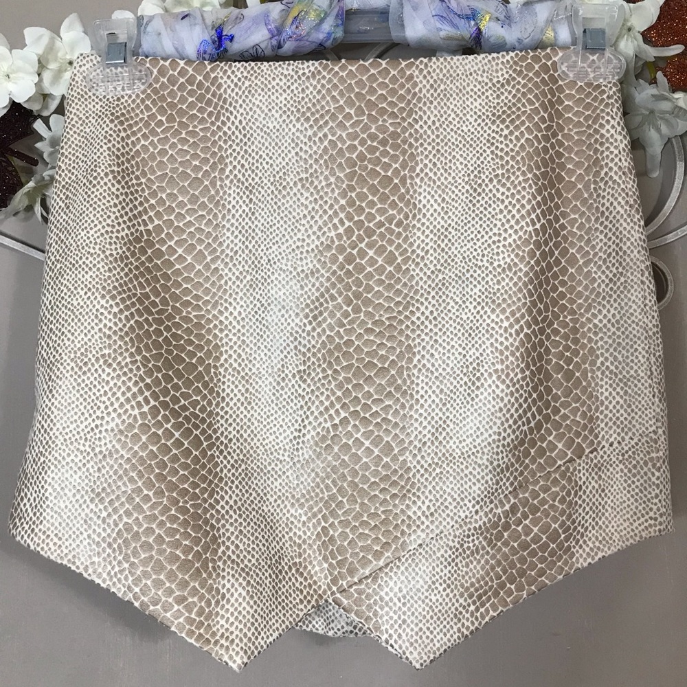 Olivaceous Snakeskin style mini skirt